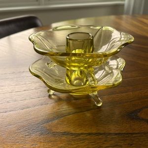 Vintage Yellow Glass Candle Holders